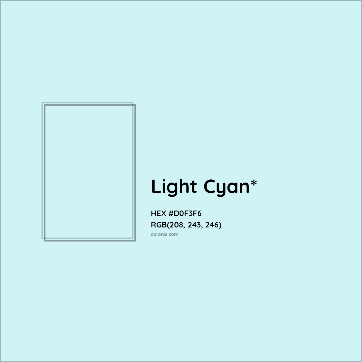 #D0F3F6 hex color. RGB, RYB, CMYK, HSL, HSV codes and color conversions. Matching color names, palettes, paints.