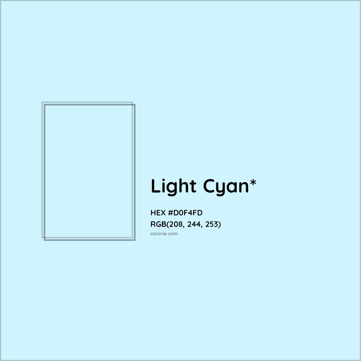 #D0F4FD hex color. RGB, RYB, CMYK, HSL, HSV codes and color conversions. Matching color names, palettes, paints.