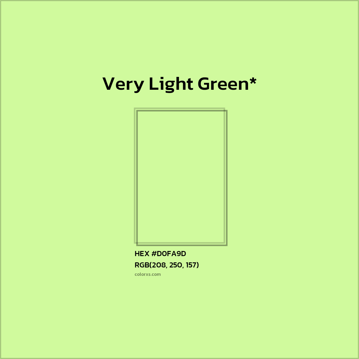#D0FA9D hex color. RGB, RYB, CMYK, HSL, HSV codes and color conversions. Matching color names, palettes, paints.