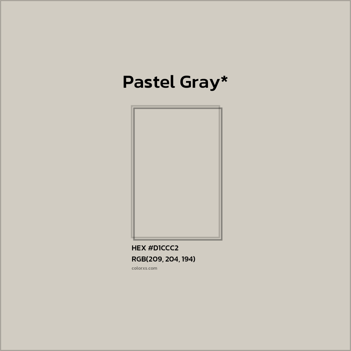 #D1CCC2 hex color. RGB, RYB, CMYK, HSL, HSV codes and color conversions. Matching color names, palettes, paints.