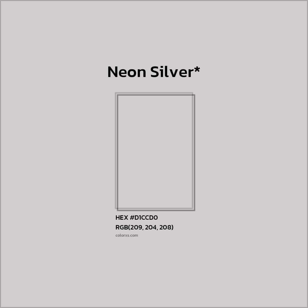 #D1CCD0 hex color. RGB, RYB, CMYK, HSL, HSV codes and color conversions. Matching color names, palettes, paints.