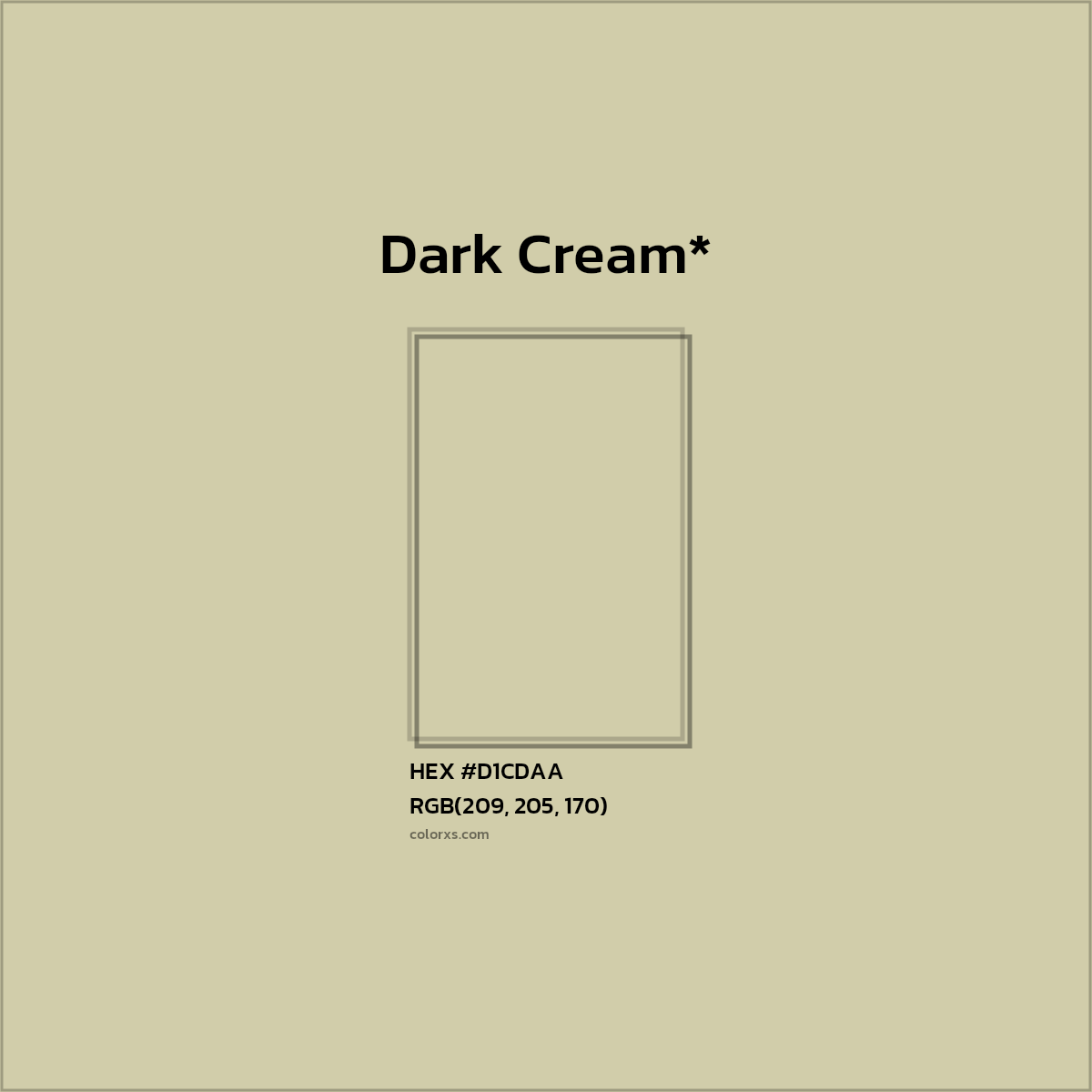 #D1CDAA hex color. RGB, RYB, CMYK, HSL, HSV codes and color conversions. Matching color names, palettes, paints.