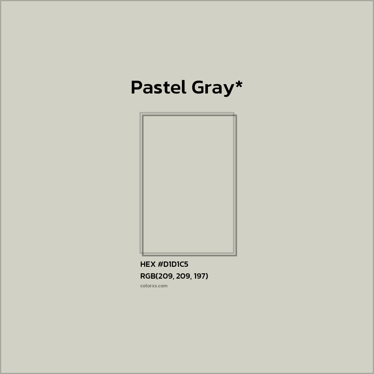 #D1D1C5 hex color. RGB, RYB, CMYK, HSL, HSV codes and color conversions. Matching color names, palettes, paints.