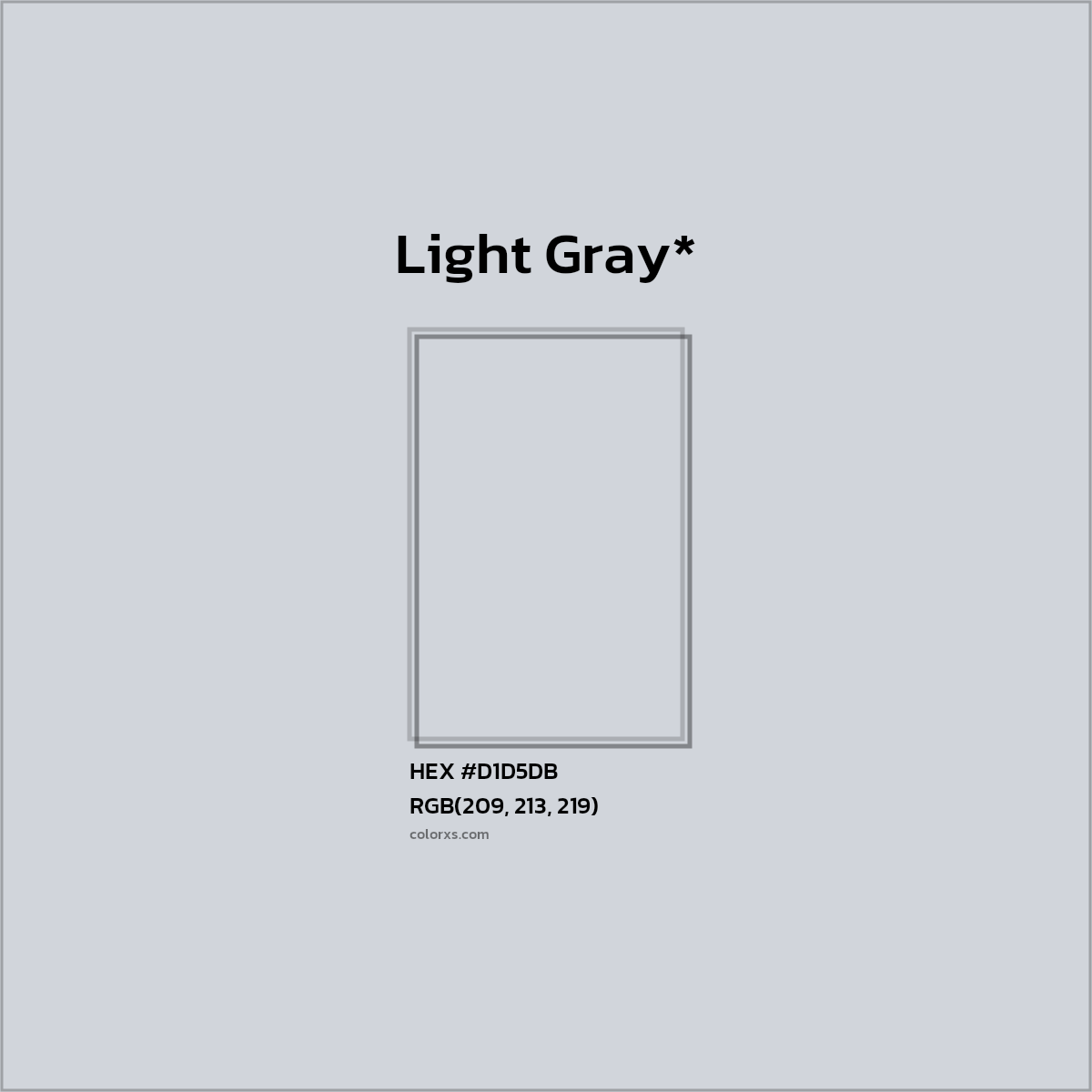 #D1D5DB hex color. RGB, RYB, CMYK, HSL, HSV codes and color conversions. Matching color names, palettes, paints.