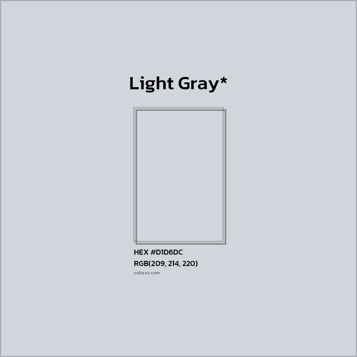#D1D6DC hex color. RGB, RYB, CMYK, HSL, HSV codes and color conversions. Matching color names, palettes, paints.