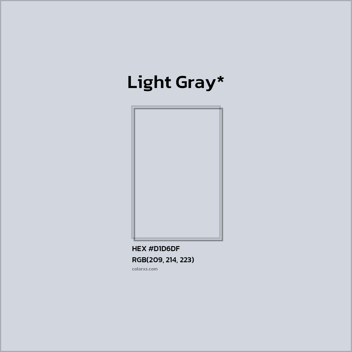 #D1D6DF hex color. RGB, RYB, CMYK, HSL, HSV codes and color conversions. Matching color names, palettes, paints.