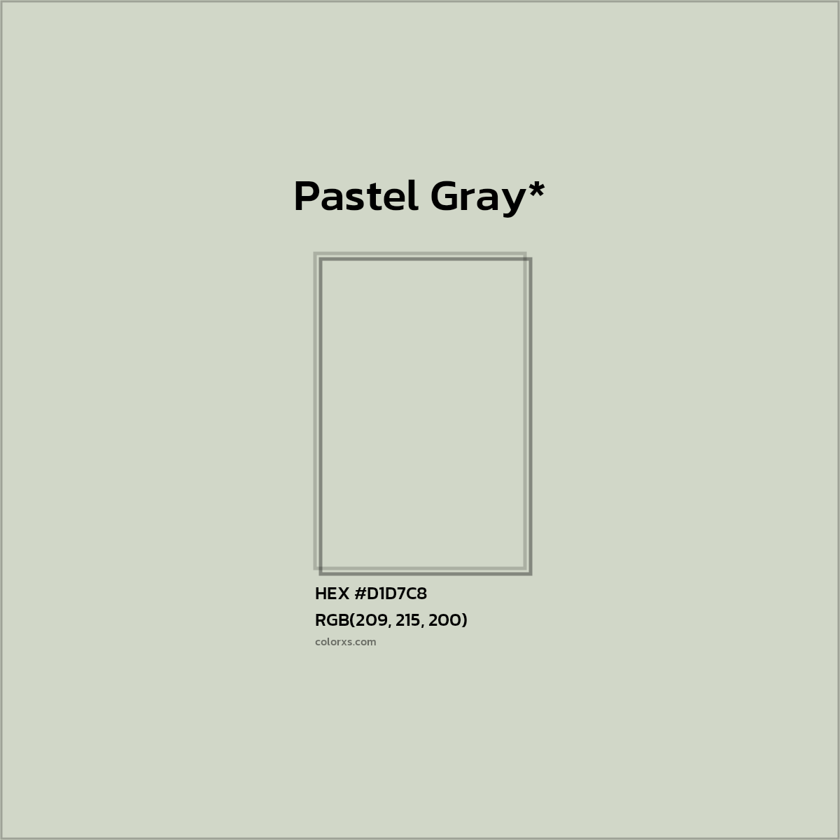 #D1D7C8 hex color. RGB, RYB, CMYK, HSL, HSV codes and color conversions. Matching color names, palettes, paints.