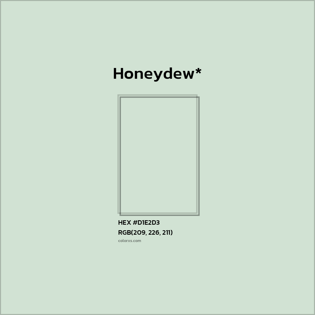 #D1E2D3 hex color. RGB, RYB, CMYK, HSL, HSV codes and color conversions. Matching color names, palettes, paints.