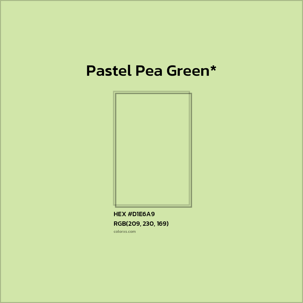 #D1E6A9 hex color. RGB, RYB, CMYK, HSL, HSV codes and color conversions. Matching color names, palettes, paints.