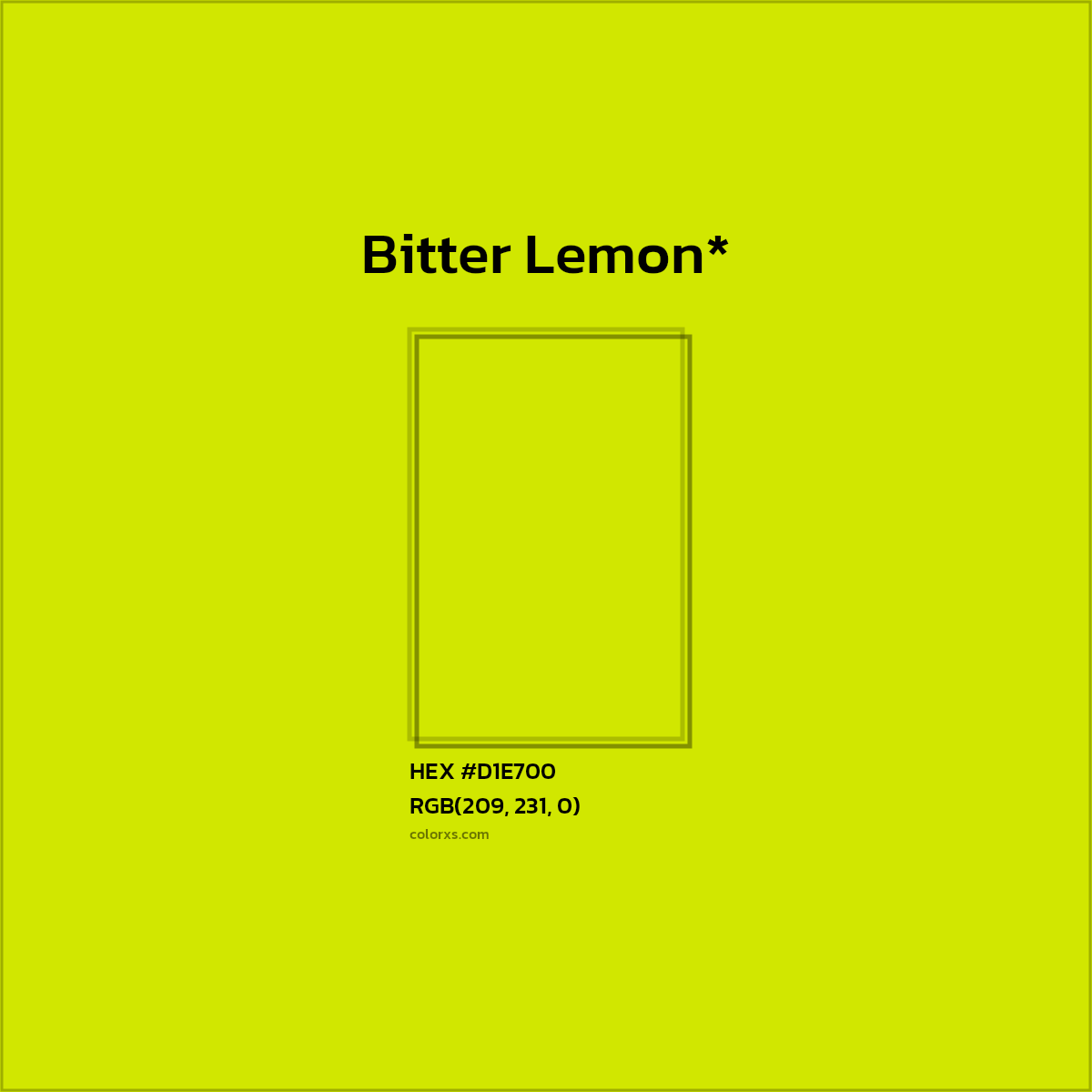 #D1E700 hex color. RGB, RYB, CMYK, HSL, HSV codes and color conversions. Matching color names, palettes, paints.