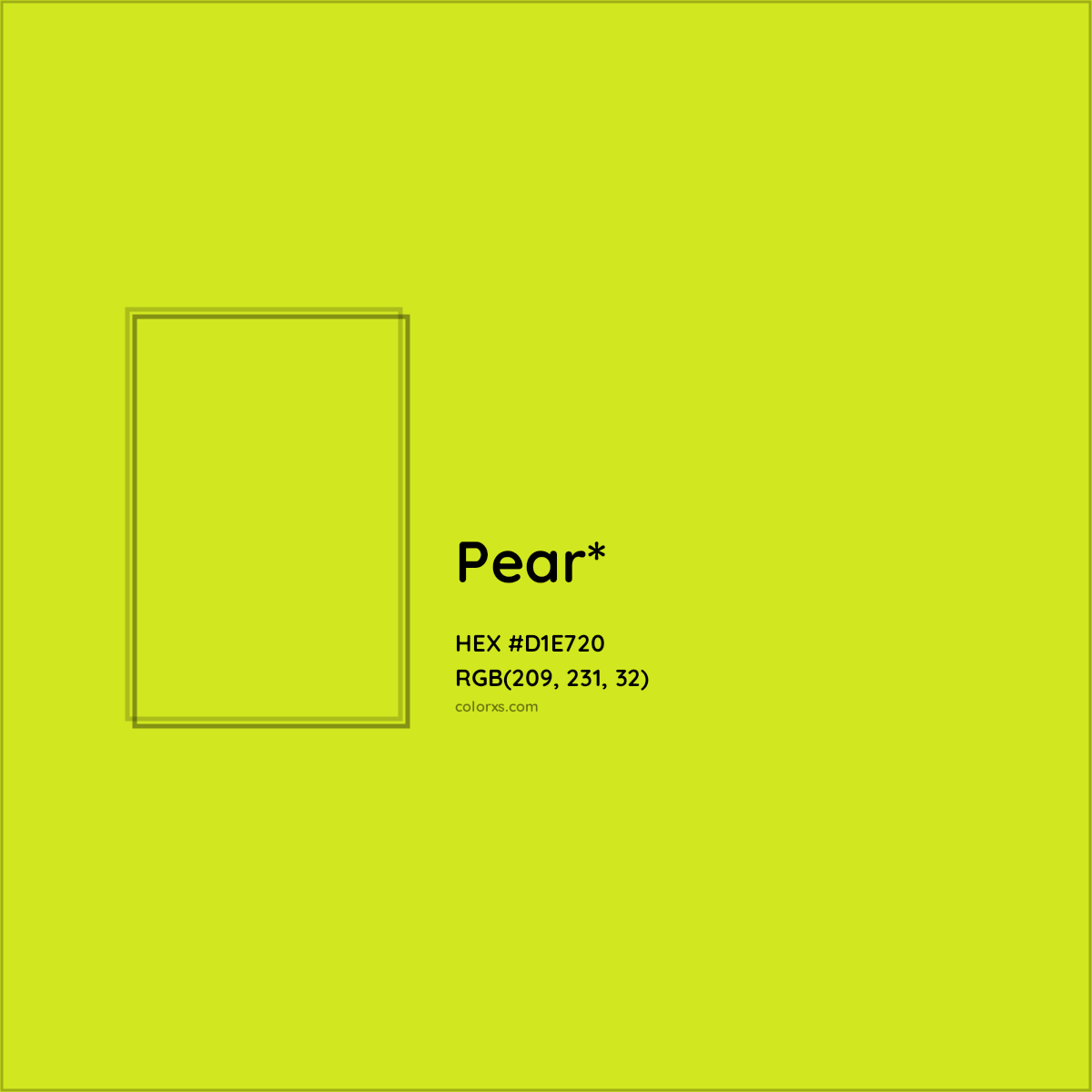 #D1E720 hex color. RGB, RYB, CMYK, HSL, HSV codes and color conversions. Matching color names, palettes, paints.