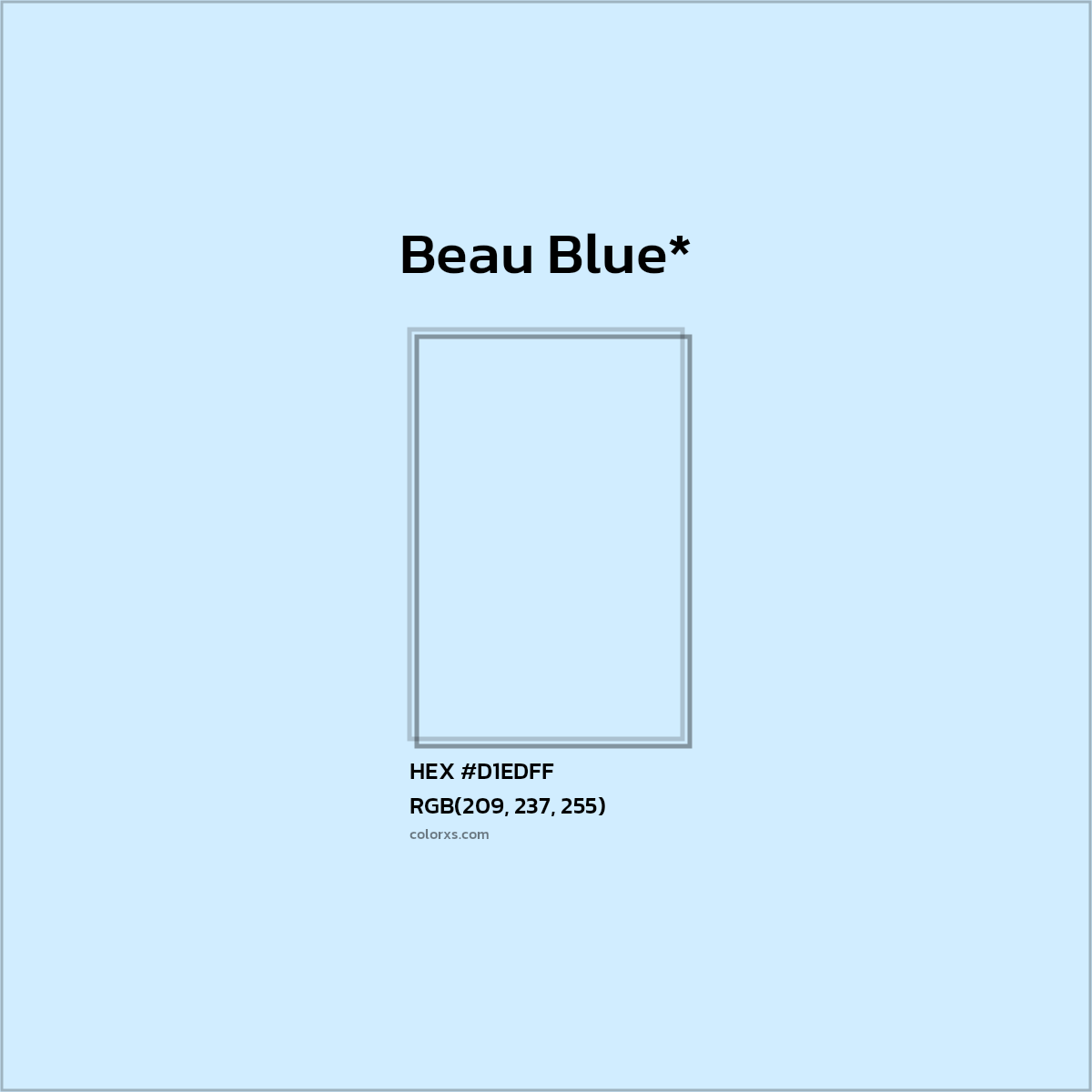 #D1EDFF hex color. RGB, RYB, CMYK, HSL, HSV codes and color conversions. Matching color names, palettes, paints.