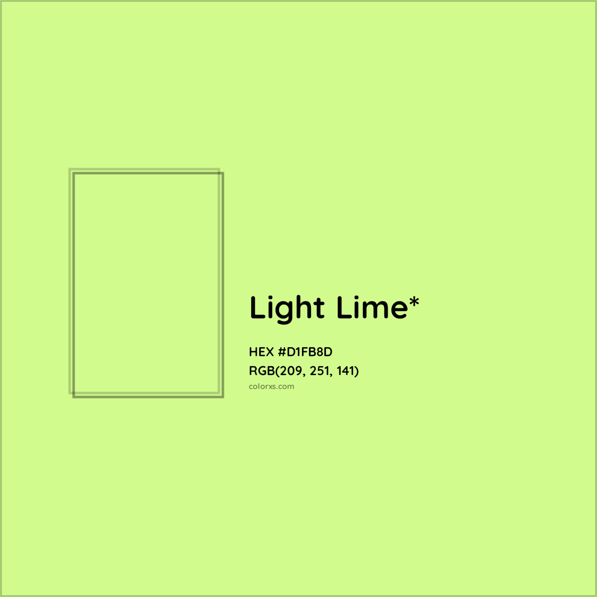 #D1FB8D hex color. RGB, RYB, CMYK, HSL, HSV codes and color conversions. Matching color names, palettes, paints.