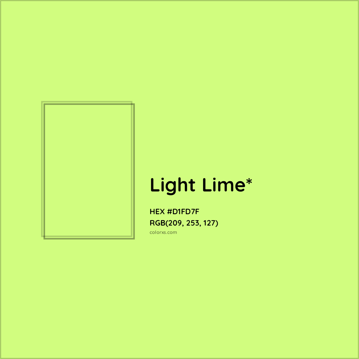 #D1FD7F hex color. RGB, RYB, CMYK, HSL, HSV codes and color conversions. Matching color names, palettes, paints.
