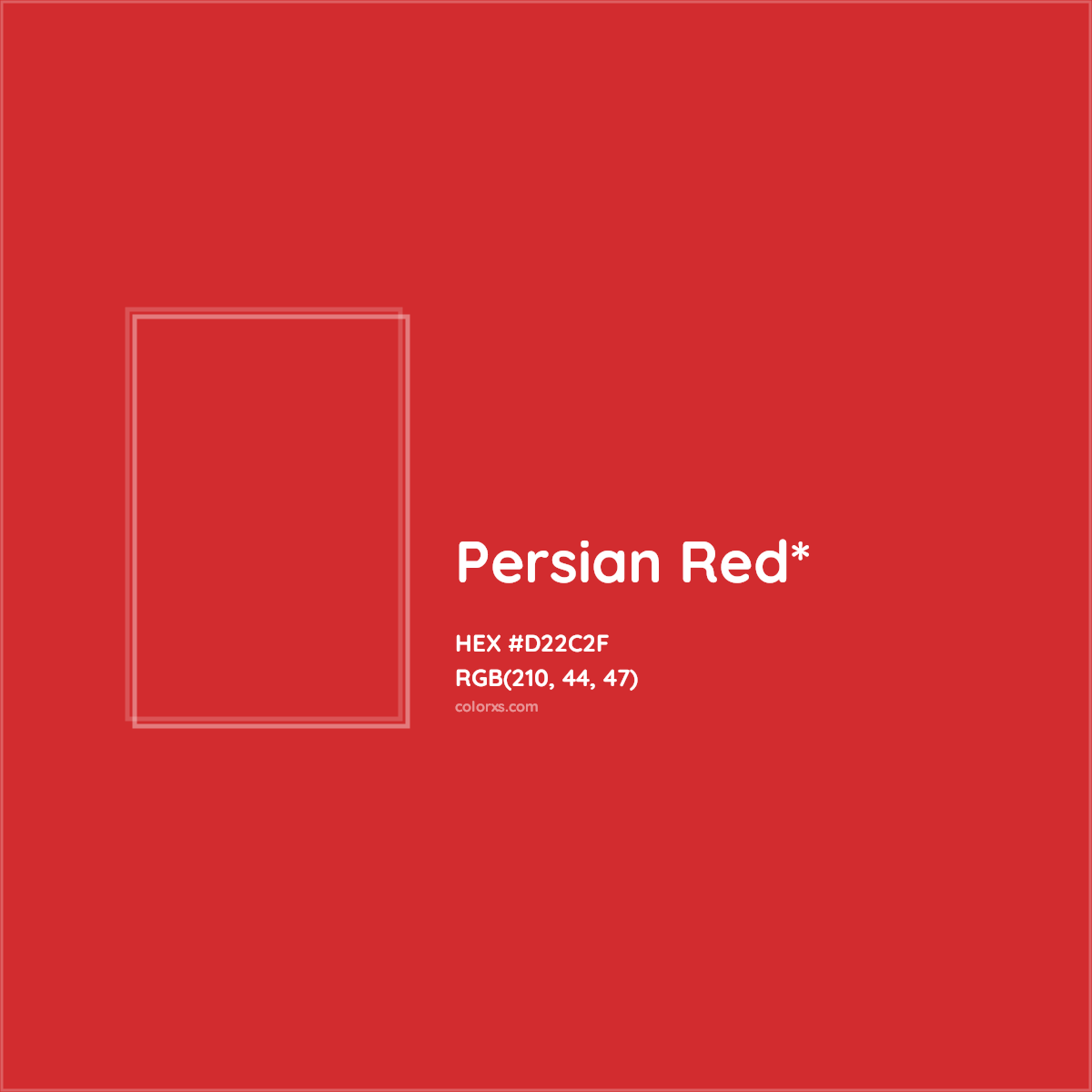 #D22C2F hex color. RGB, RYB, CMYK, HSL, HSV codes and color conversions. Matching color names, palettes, paints.
