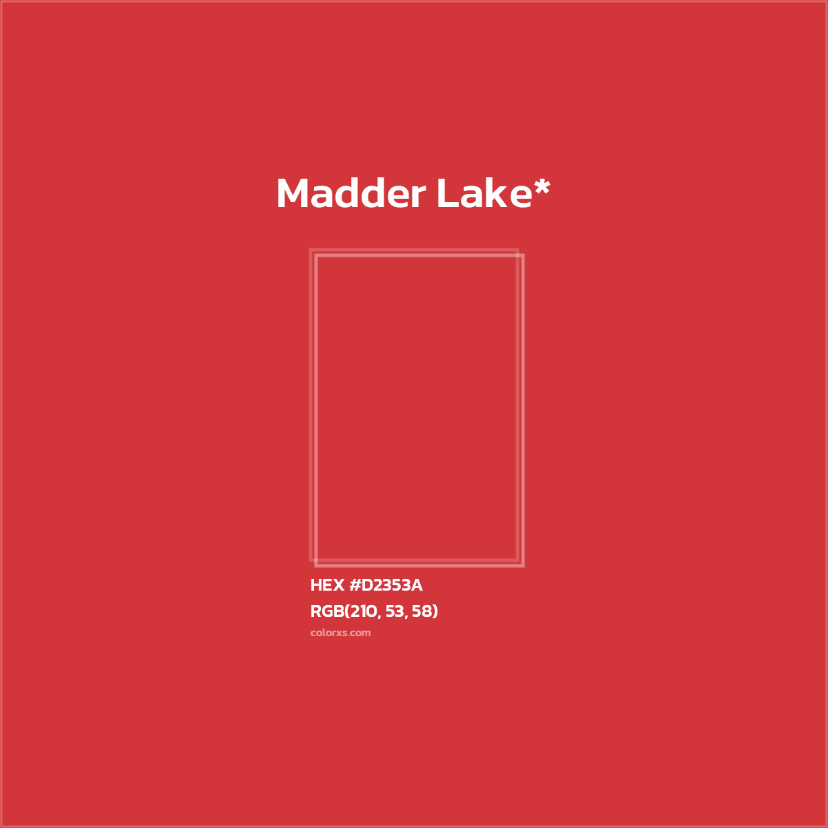 #D2353A hex color. RGB, RYB, CMYK, HSL, HSV codes and color conversions. Matching color names, palettes, paints.