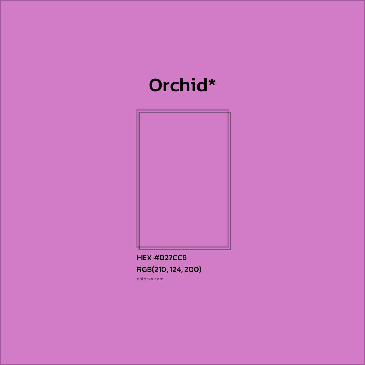 #D27CC8 hex color. RGB, RYB, CMYK, HSL, HSV codes and color conversions. Matching color names, palettes, paints.