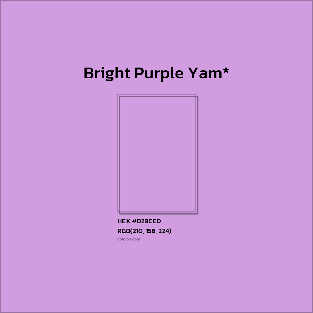 #D29CE0 hex color. RGB, RYB, CMYK, HSL, HSV codes and color conversions. Matching color names, palettes, paints.