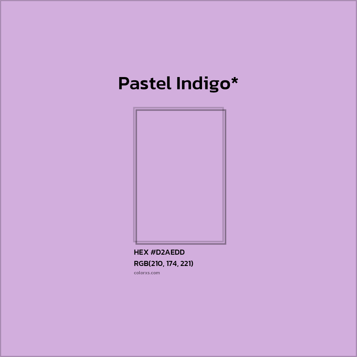 #D2AEDD hex color. RGB, RYB, CMYK, HSL, HSV codes and color conversions. Matching color names, palettes, paints.