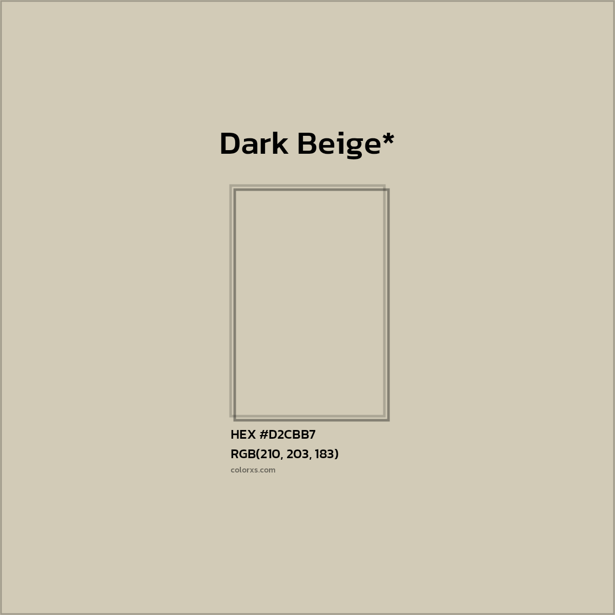#D2CBB7 hex color. RGB, RYB, CMYK, HSL, HSV codes and color conversions. Matching color names, palettes, paints.