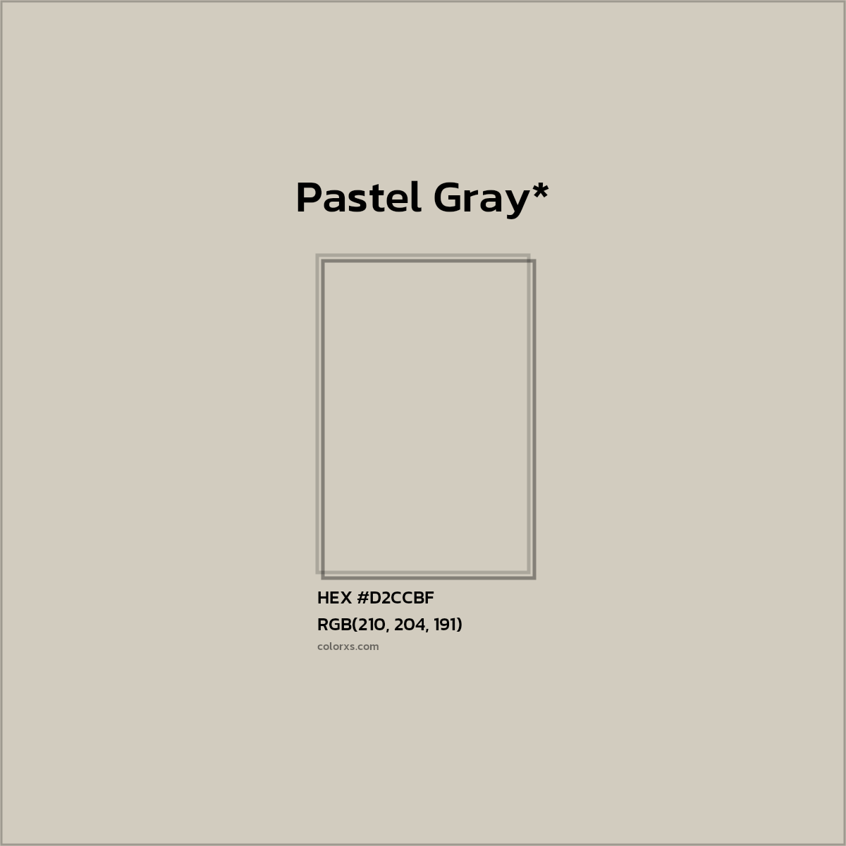 #D2CCBF hex color. RGB, RYB, CMYK, HSL, HSV codes and color conversions. Matching color names, palettes, paints.