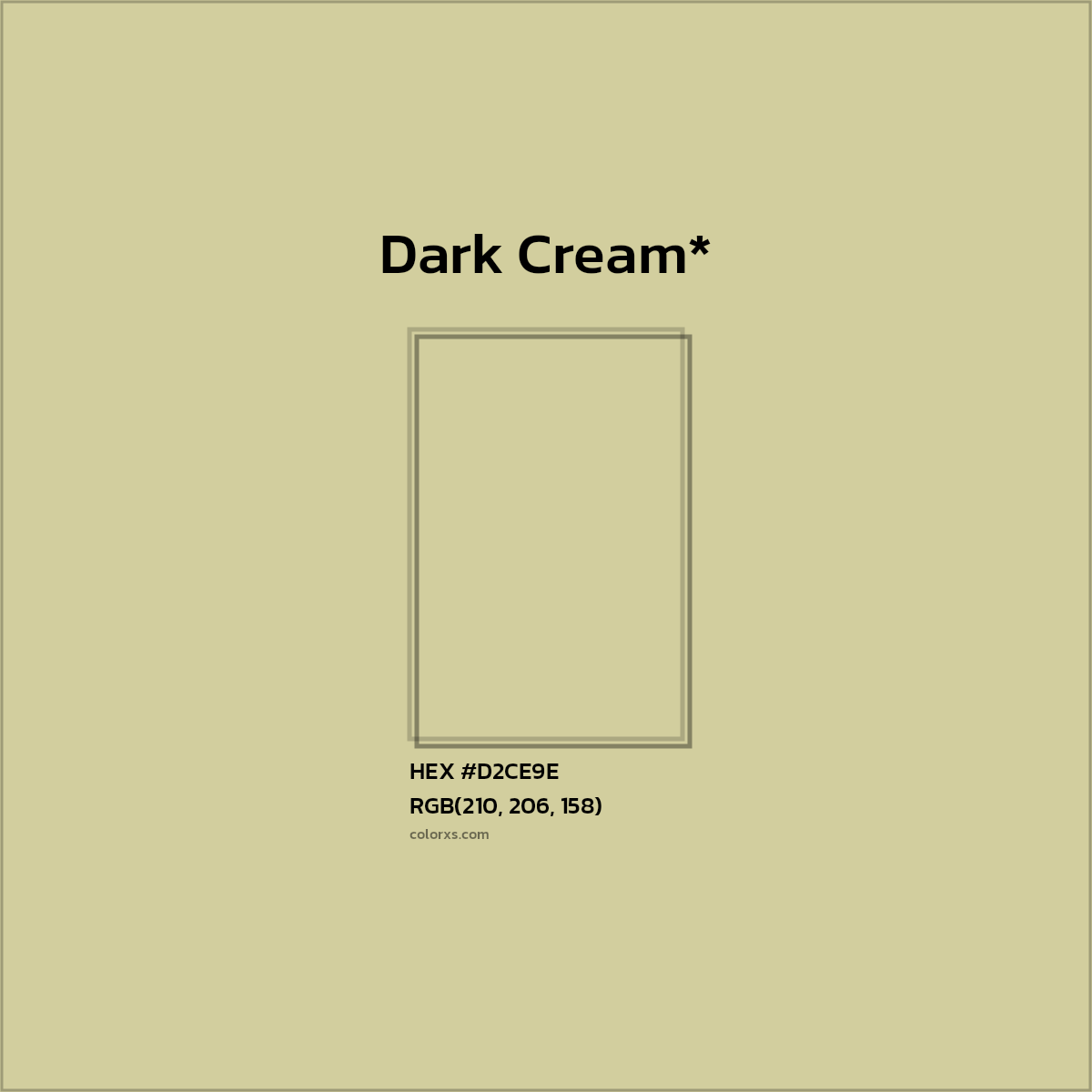 #D2CE9E hex color. RGB, RYB, CMYK, HSL, HSV codes and color conversions. Matching color names, palettes, paints.
