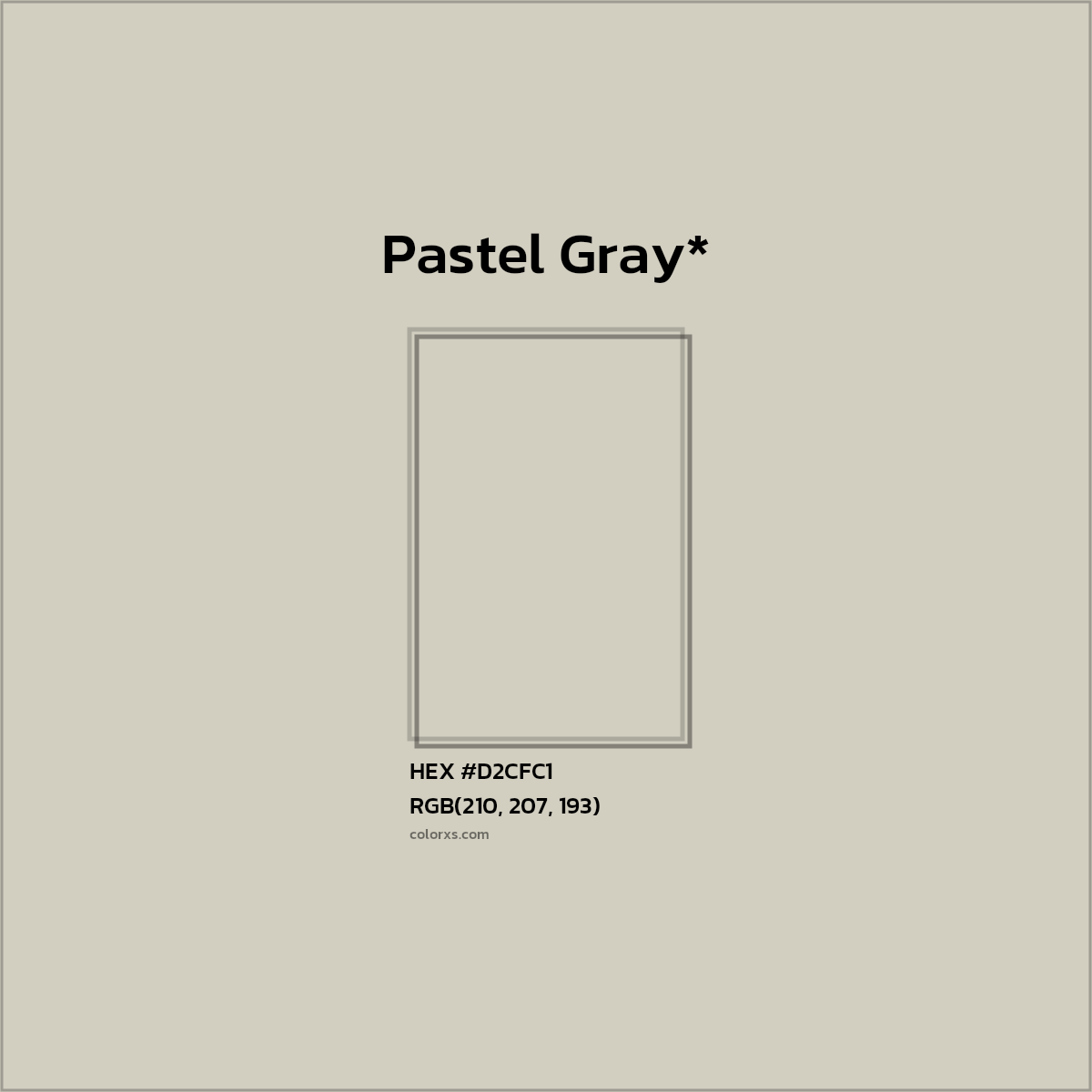 #D2CFC1 hex color. RGB, RYB, CMYK, HSL, HSV codes and color conversions. Matching color names, palettes, paints.