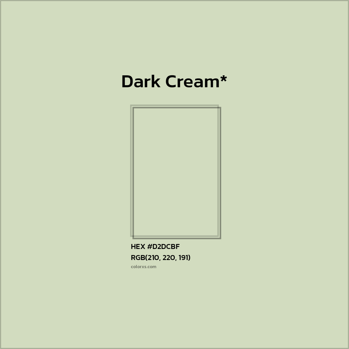 #D2DCBF hex color. RGB, RYB, CMYK, HSL, HSV codes and color conversions. Matching color names, palettes, paints.