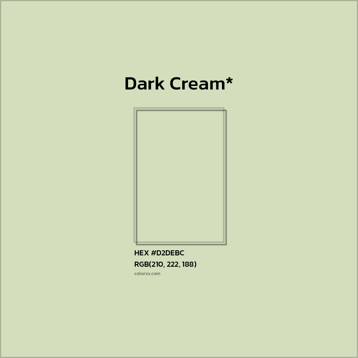 #D2DEBC hex color. RGB, RYB, CMYK, HSL, HSV codes and color conversions. Matching color names, palettes, paints.