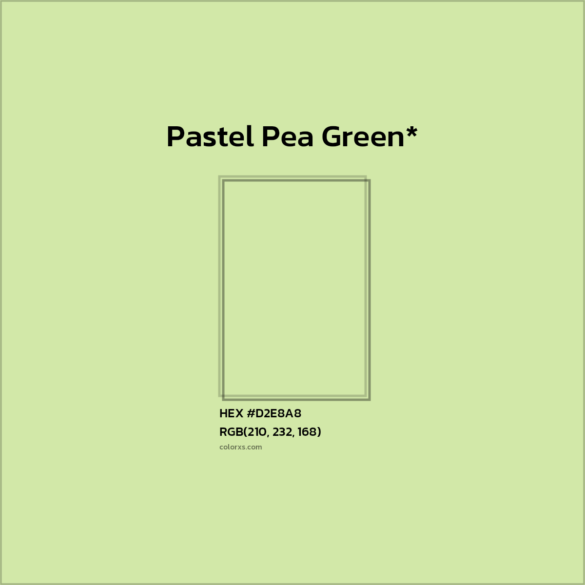 #D2E8A8 hex color. RGB, RYB, CMYK, HSL, HSV codes and color conversions. Matching color names, palettes, paints.