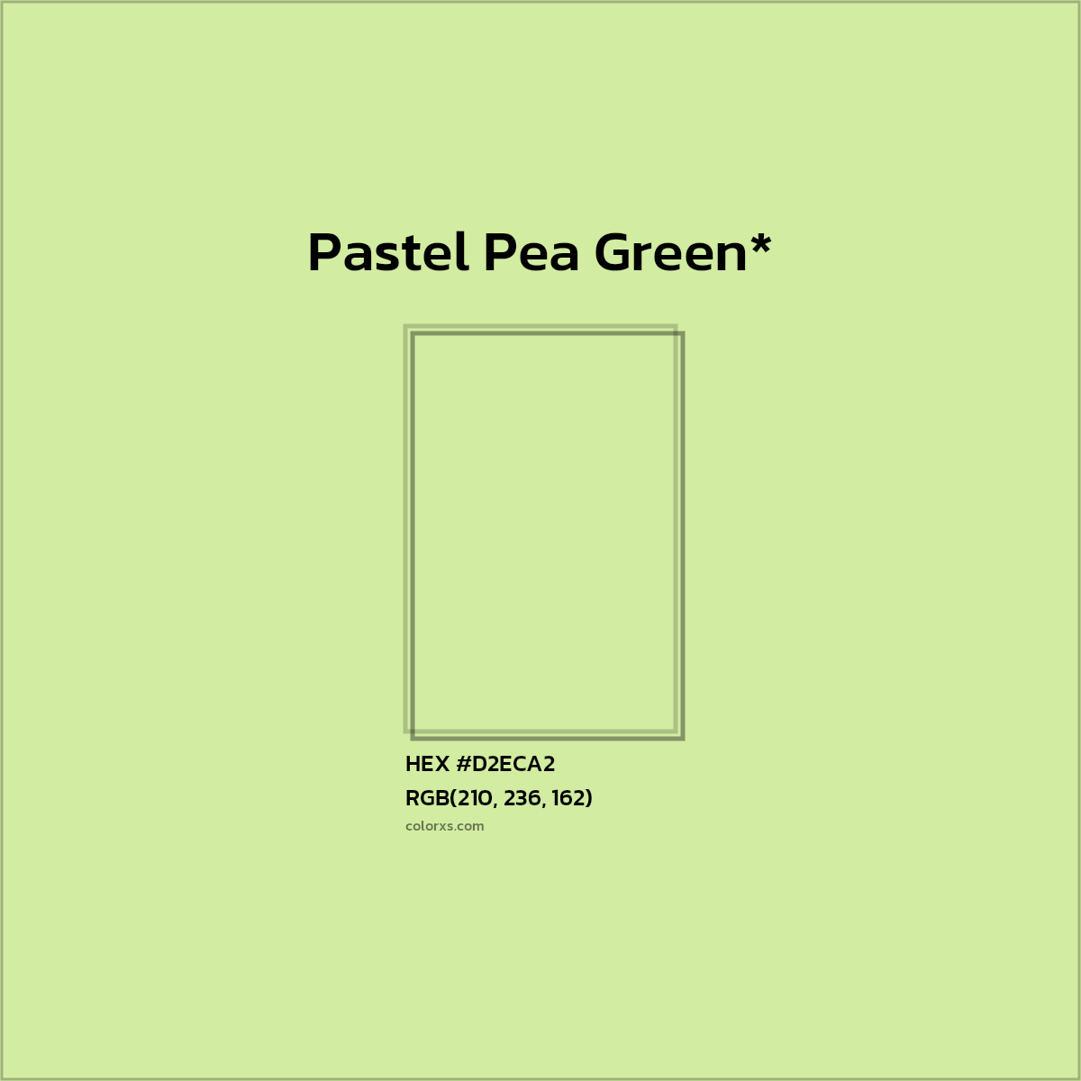 #D2ECA2 hex color. RGB, RYB, CMYK, HSL, HSV codes and color conversions. Matching color names, palettes, paints.