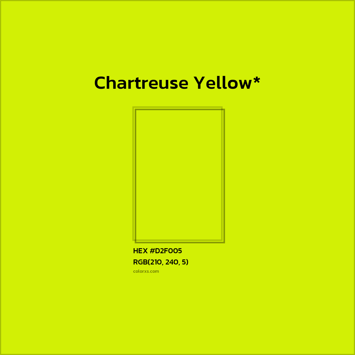 #D2F005 hex color. RGB, RYB, CMYK, HSL, HSV codes and color conversions. Matching color names, palettes, paints.