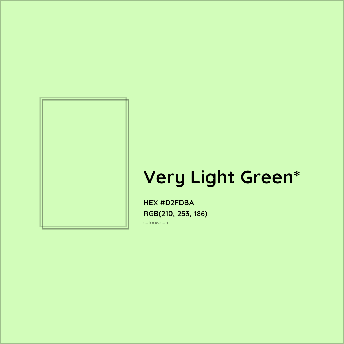 #D2FDBA hex color. RGB, RYB, CMYK, HSL, HSV codes and color conversions. Matching color names, palettes, paints.