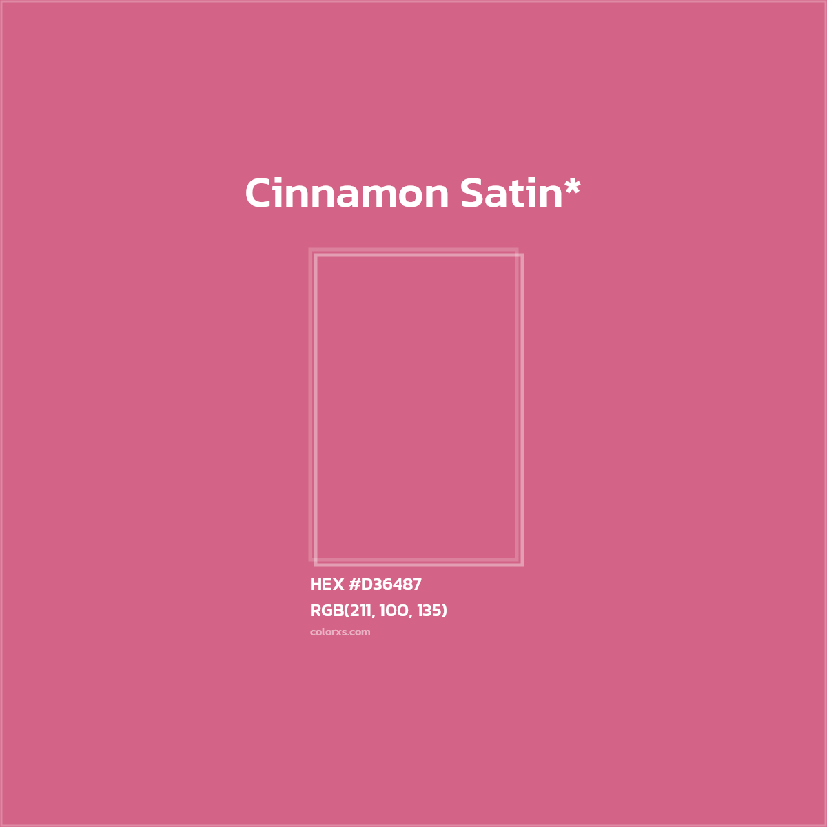 #D36487 hex color. RGB, RYB, CMYK, HSL, HSV codes and color conversions. Matching color names, palettes, paints.