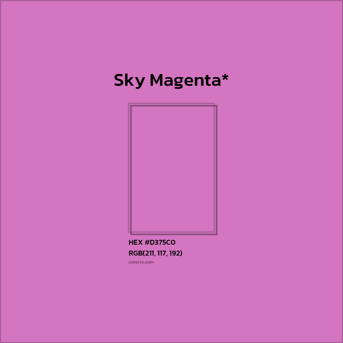 #D375C0 hex color. RGB, RYB, CMYK, HSL, HSV codes and color conversions. Matching color names, palettes, paints.