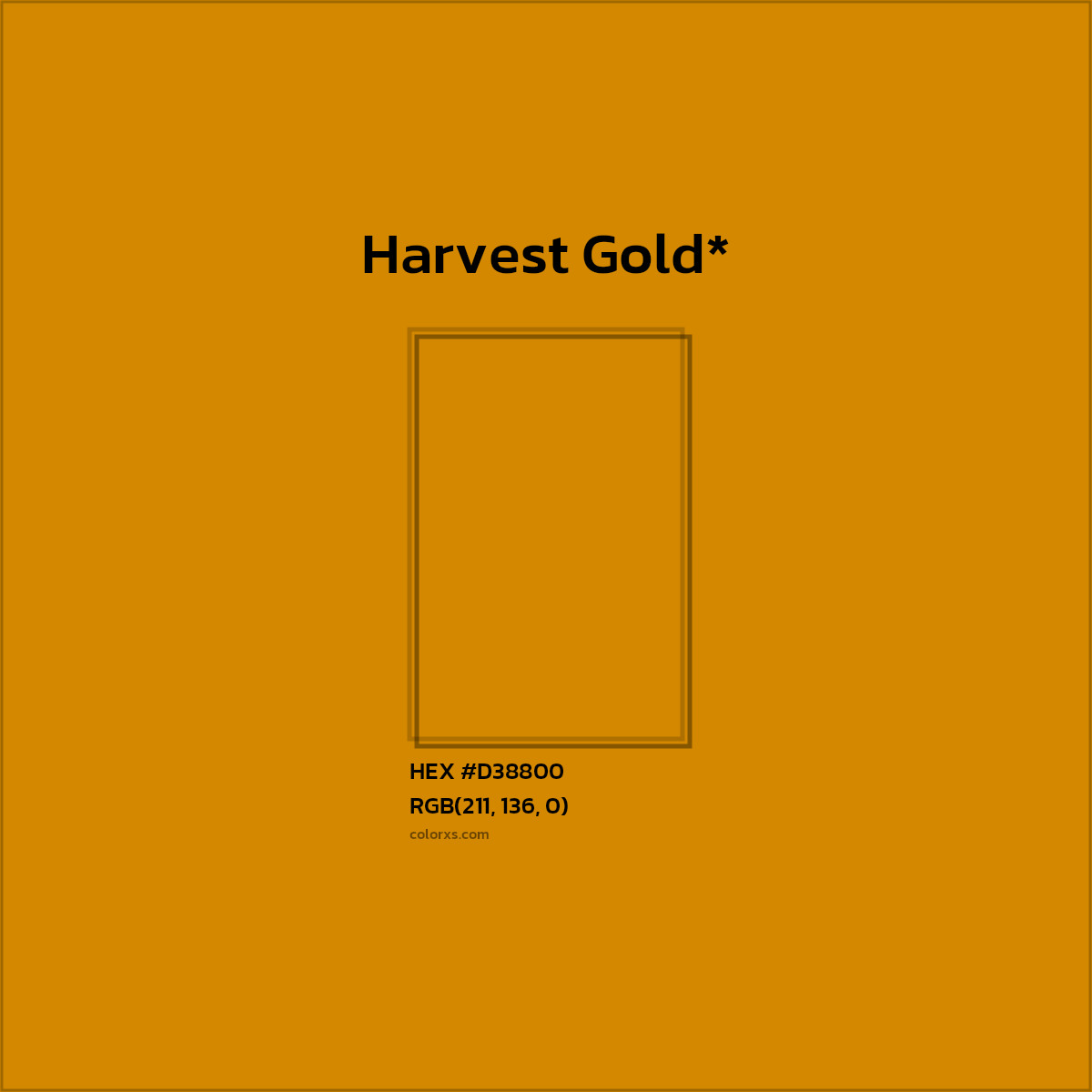 #D38800 hex color. RGB, RYB, CMYK, HSL, HSV codes and color conversions. Matching color names, palettes, paints.