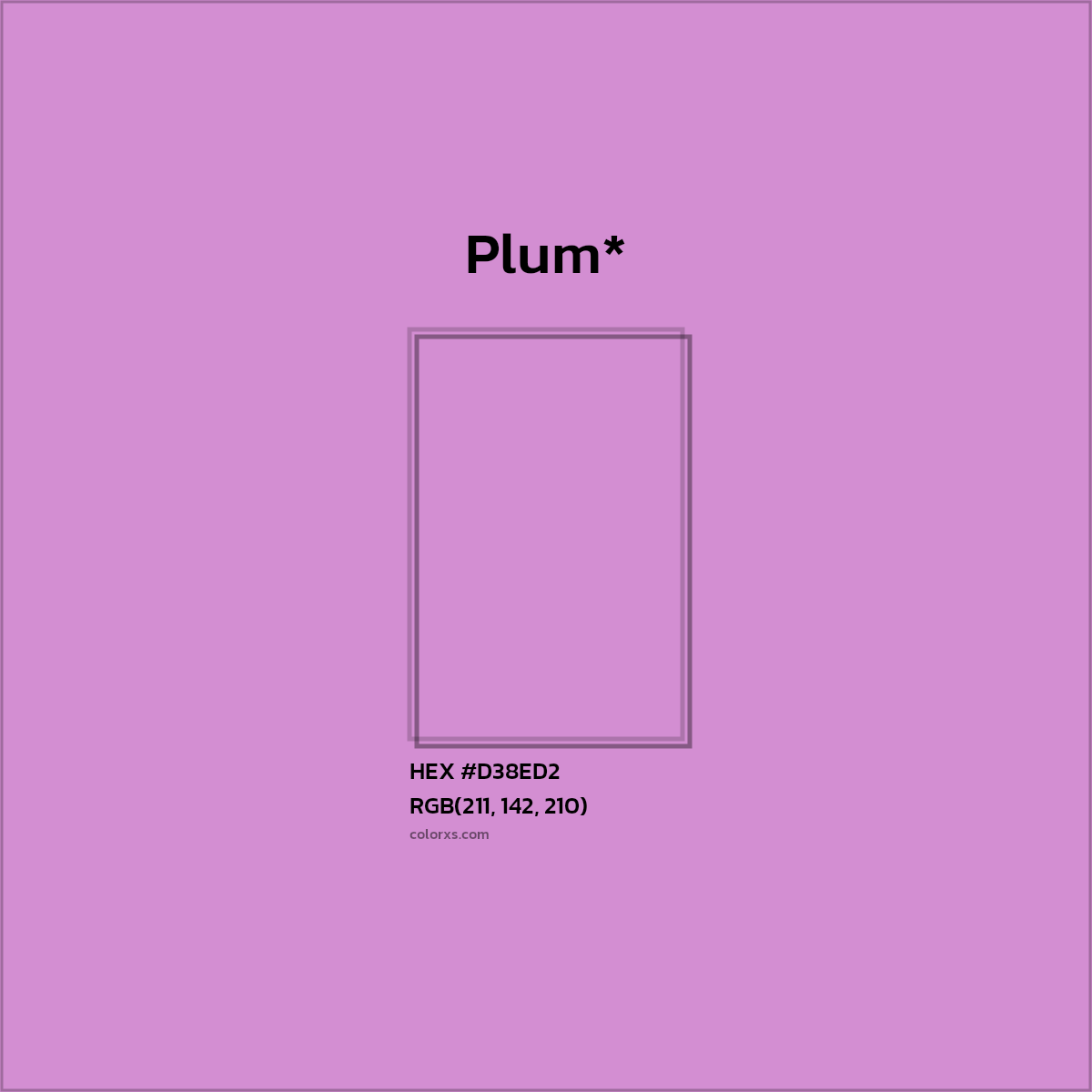 #D38ED2 hex color. RGB, RYB, CMYK, HSL, HSV codes and color conversions. Matching color names, palettes, paints.