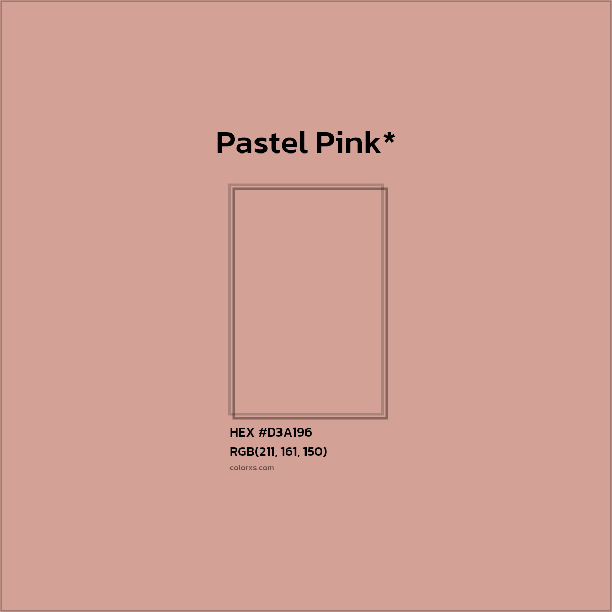 #D3A196 hex color. RGB, RYB, CMYK, HSL, HSV codes and color conversions. Matching color names, palettes, paints.