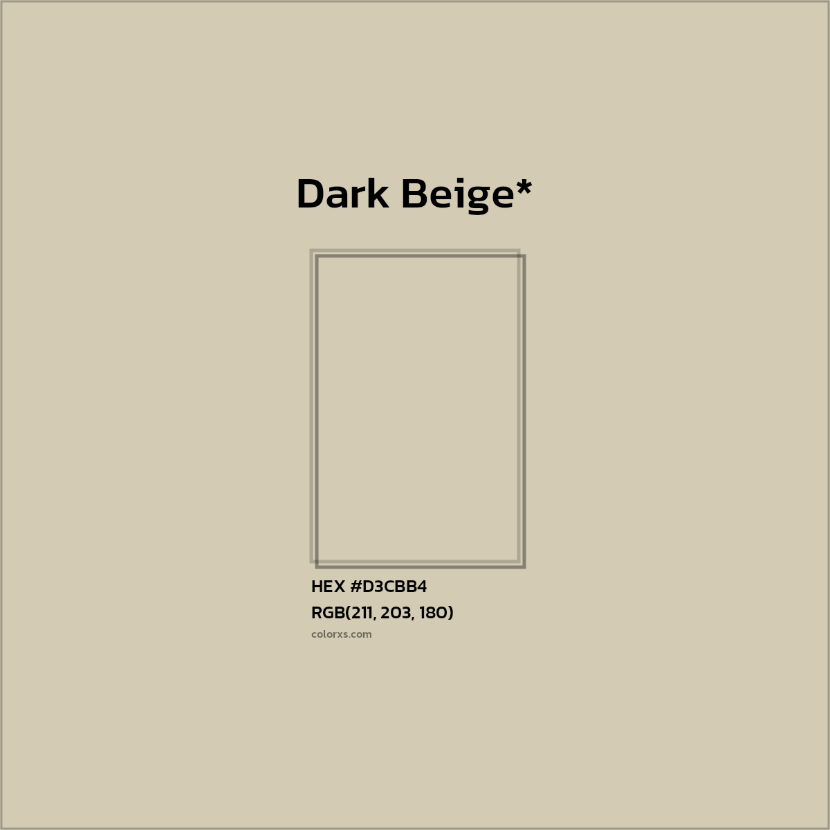 #D3CBB4 hex color. RGB, RYB, CMYK, HSL, HSV codes and color conversions. Matching color names, palettes, paints.