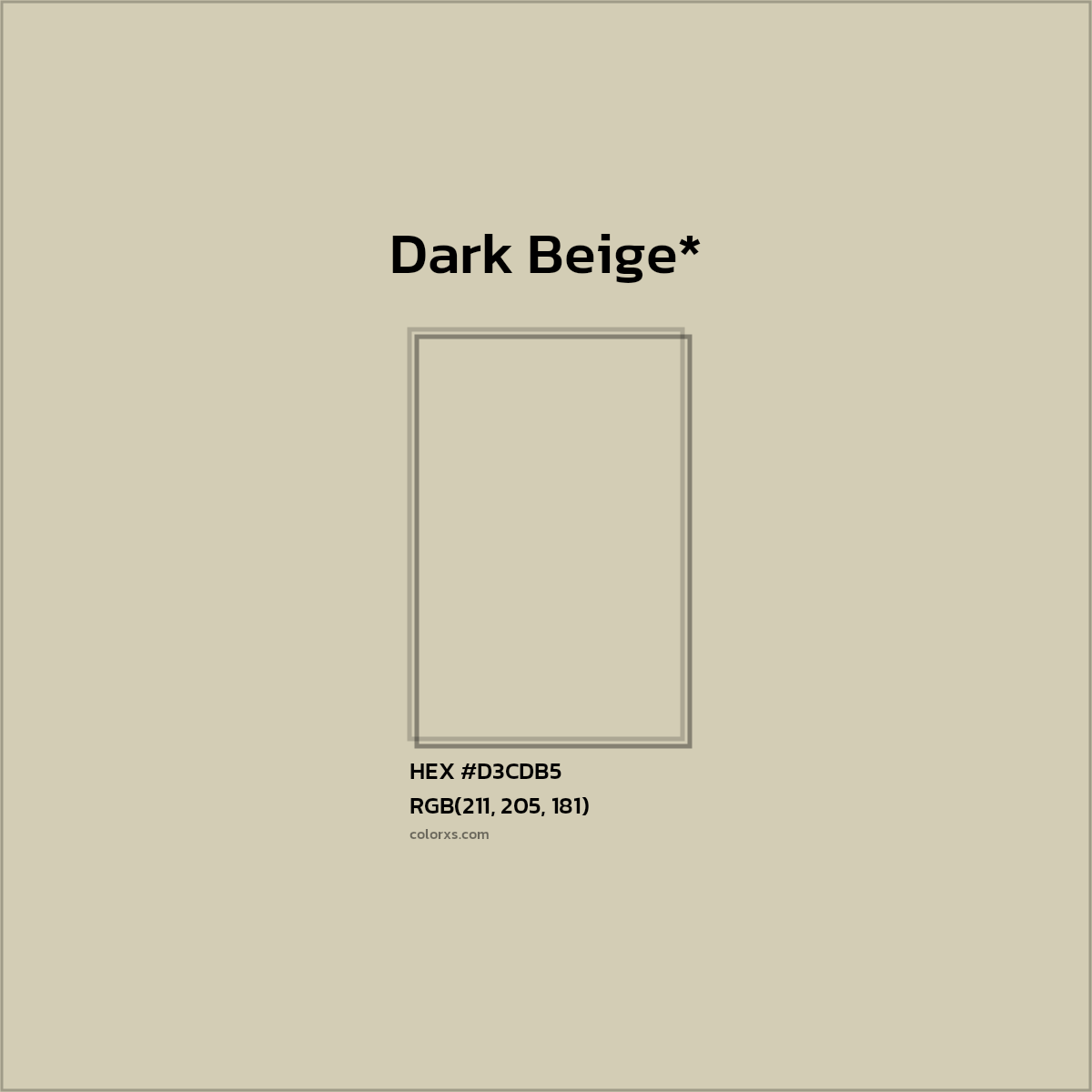 #D3CDB5 hex color. RGB, RYB, CMYK, HSL, HSV codes and color conversions. Matching color names, palettes, paints.