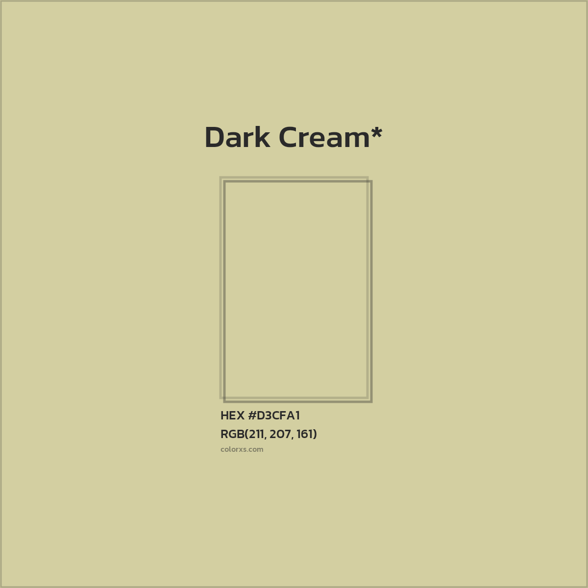 #D3CFA1 hex color. RGB, RYB, CMYK, HSL, HSV codes and color conversions. Matching color names, palettes, paints.