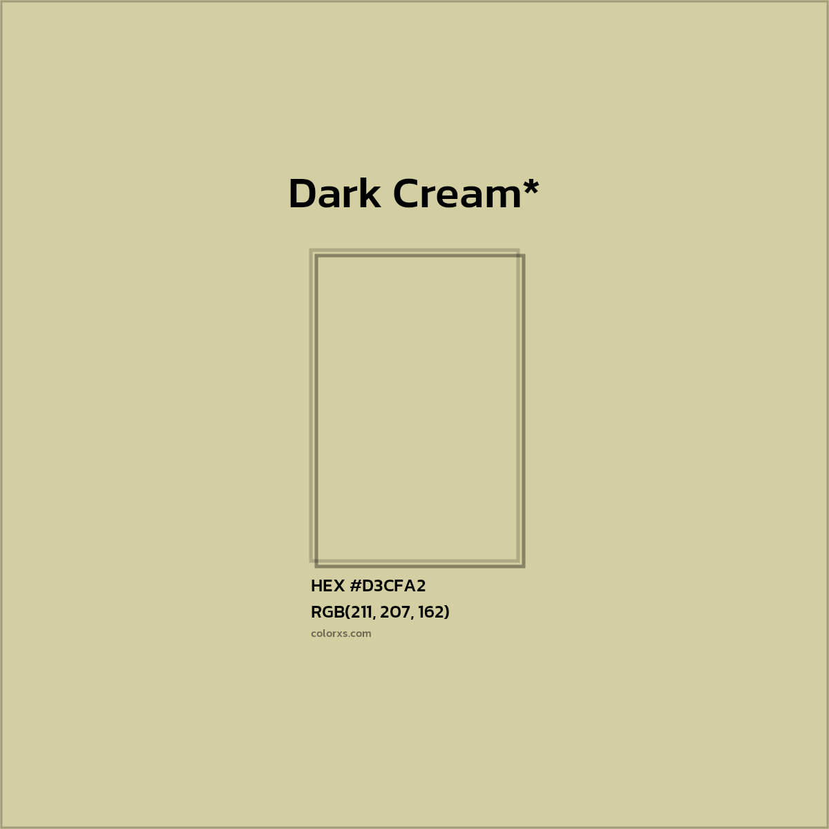 #D3CFA2 hex color. RGB, RYB, CMYK, HSL, HSV codes and color conversions. Matching color names, palettes, paints.