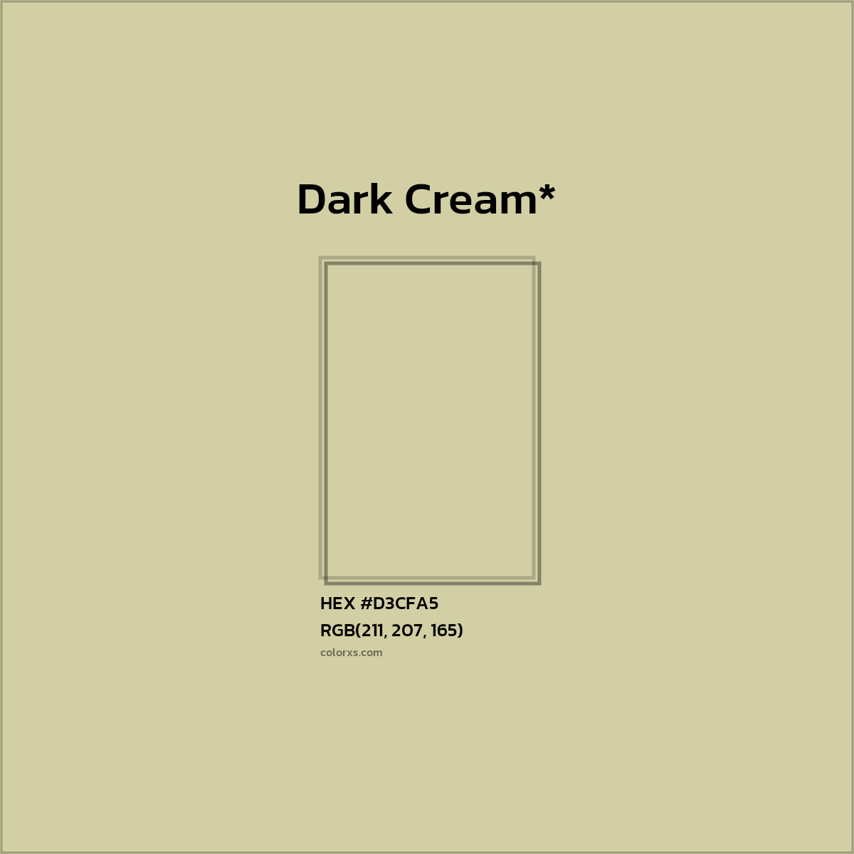 #D3CFA5 hex color. RGB, RYB, CMYK, HSL, HSV codes and color conversions. Matching color names, palettes, paints.
