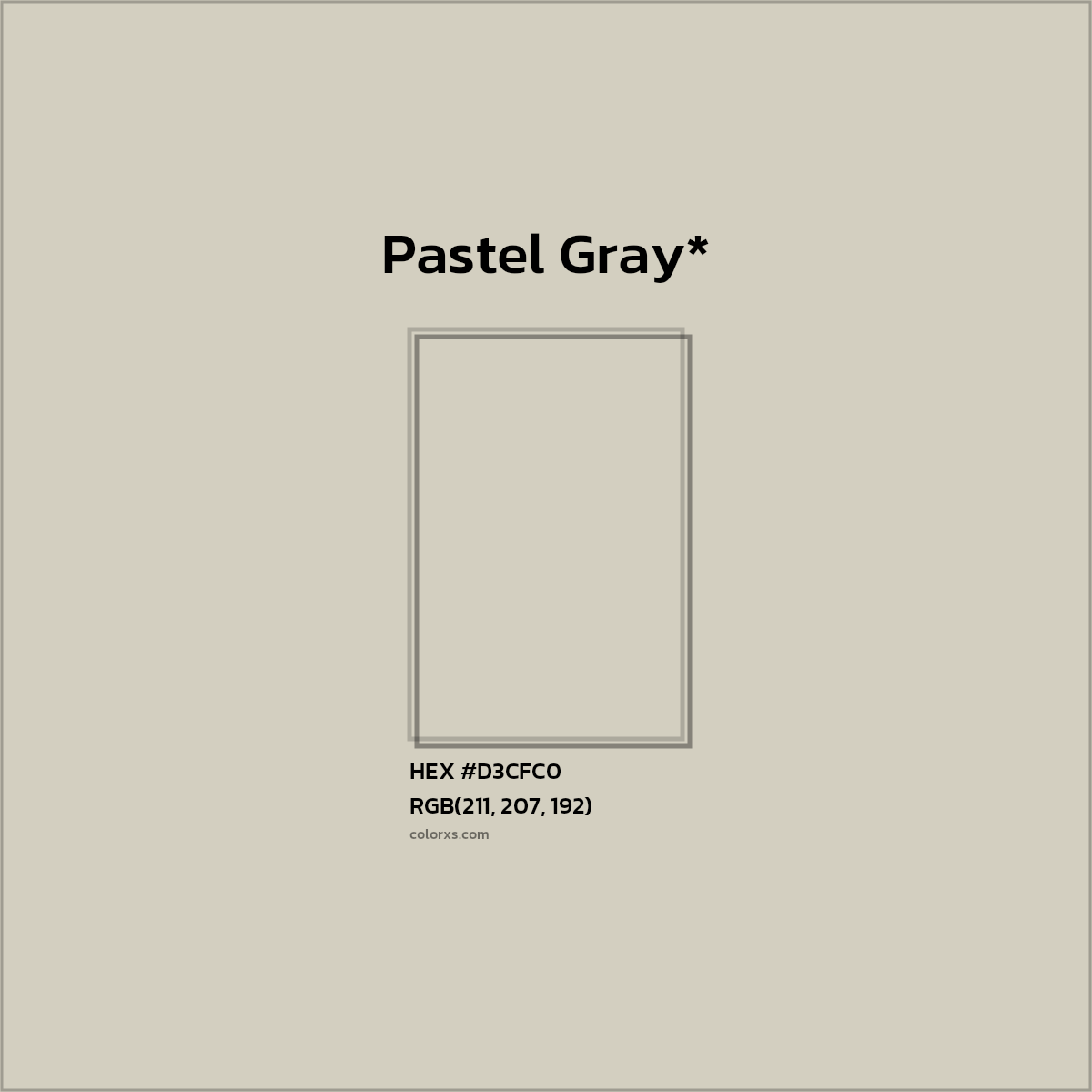 #D3CFC0 hex color. RGB, RYB, CMYK, HSL, HSV codes and color conversions. Matching color names, palettes, paints.