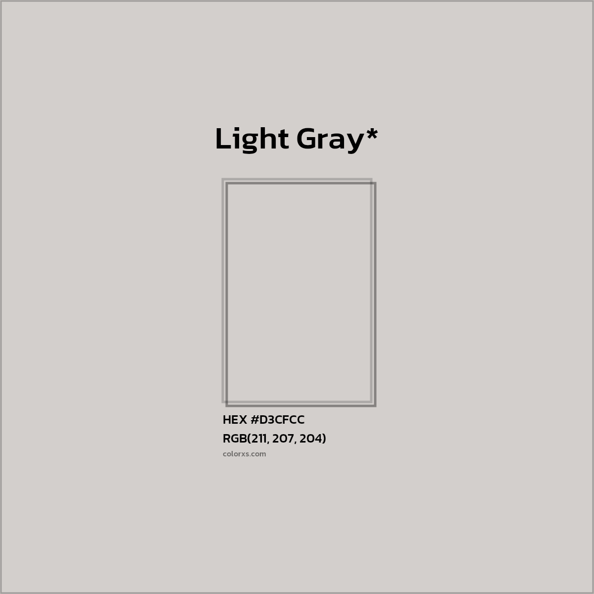 #D3CFCC hex color. RGB, RYB, CMYK, HSL, HSV codes and color conversions. Matching color names, palettes, paints.