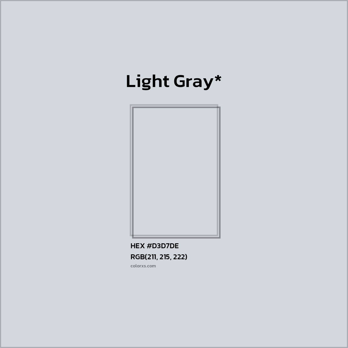 #D3D7DE hex color. RGB, RYB, CMYK, HSL, HSV codes and color conversions. Matching color names, palettes, paints.