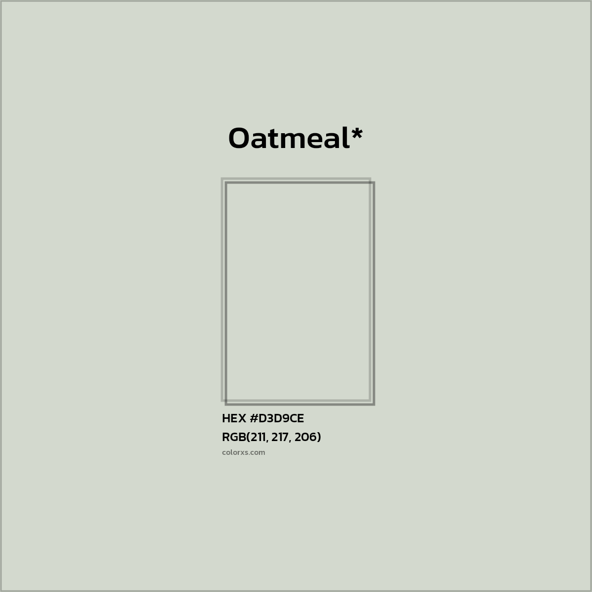 #D3D9CE hex color. RGB, RYB, CMYK, HSL, HSV codes and color conversions. Matching color names, palettes, paints.