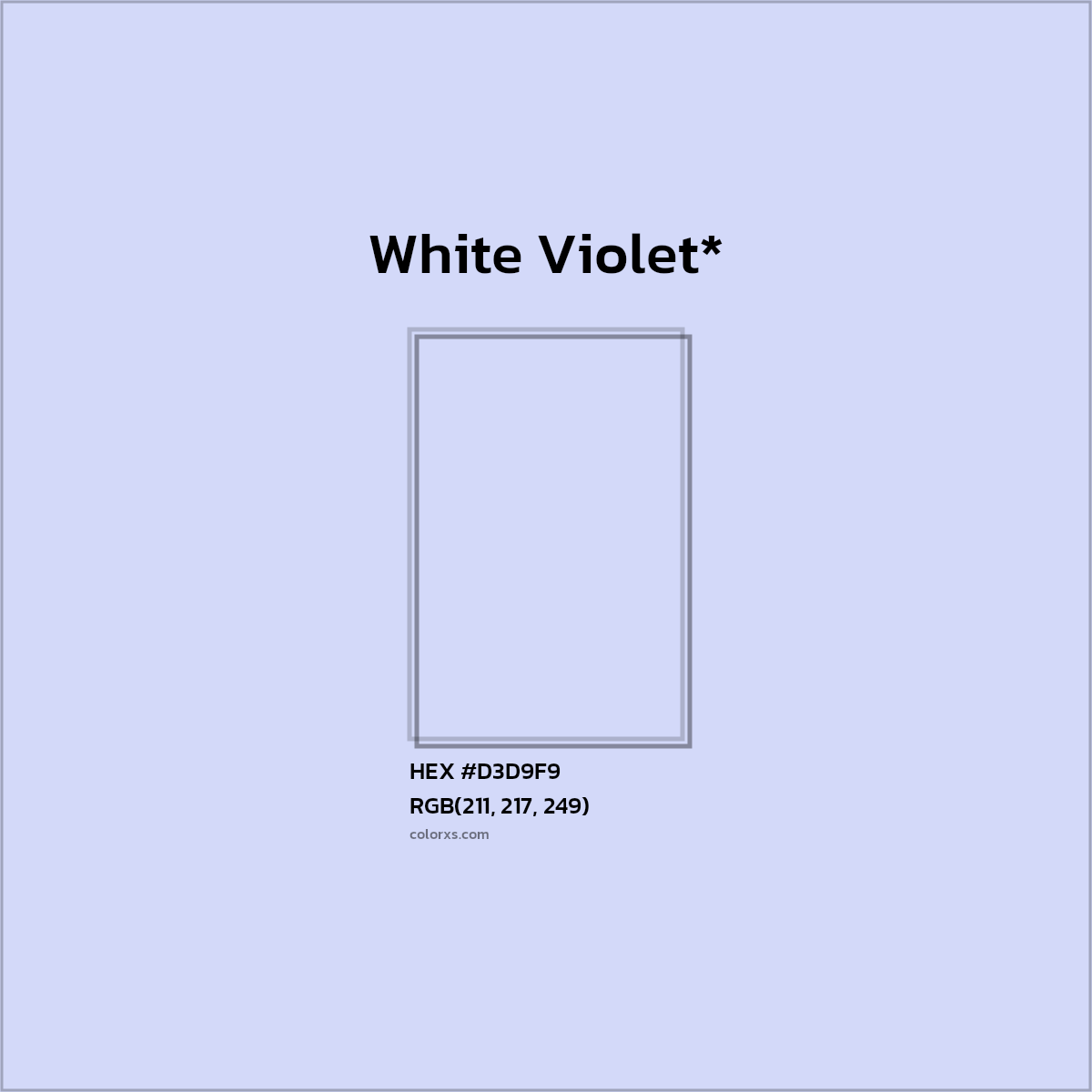 #D3D9F9 hex color. RGB, RYB, CMYK, HSL, HSV codes and color conversions. Matching color names, palettes, paints.