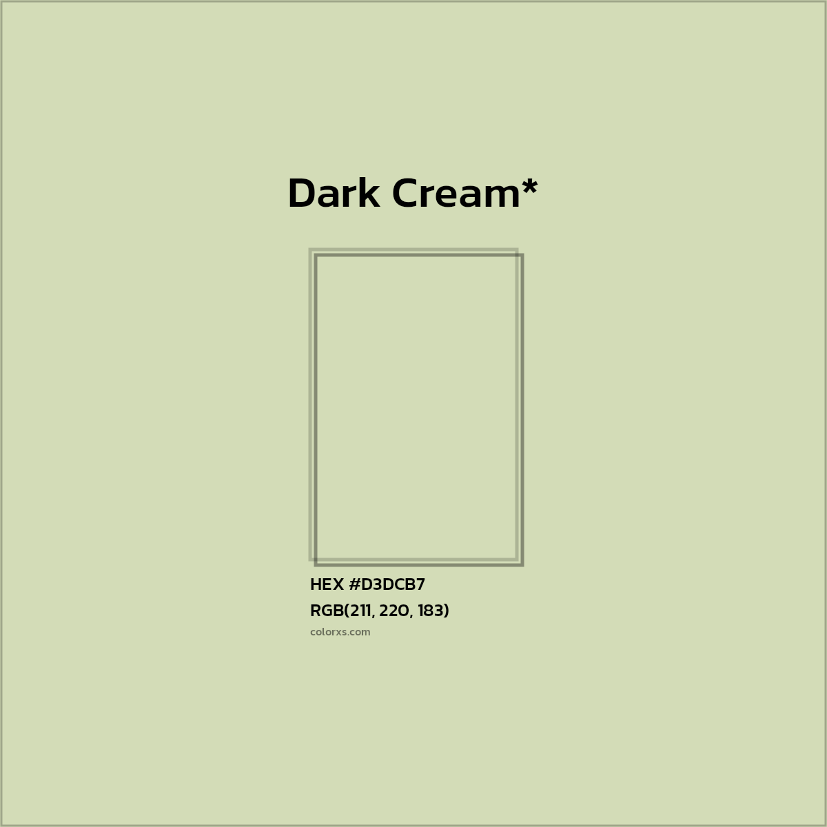 #D3DCB7 hex color. RGB, RYB, CMYK, HSL, HSV codes and color conversions. Matching color names, palettes, paints.