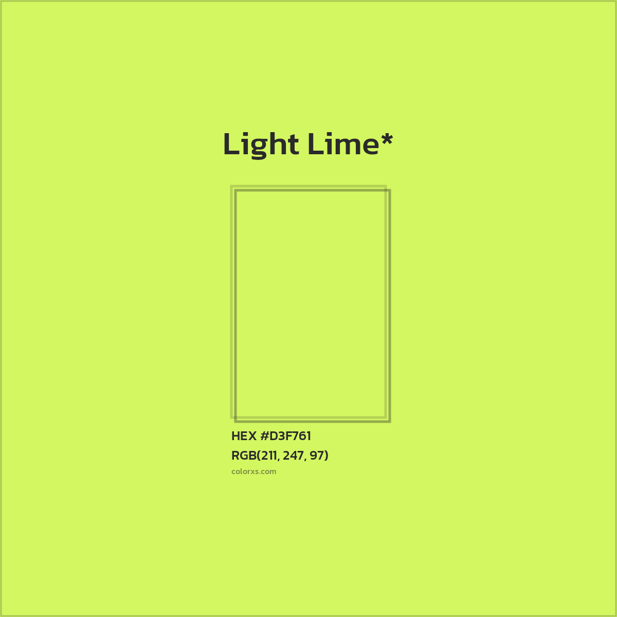 #D3F761 hex color. RGB, RYB, CMYK, HSL, HSV codes and color conversions. Matching color names, palettes, paints.